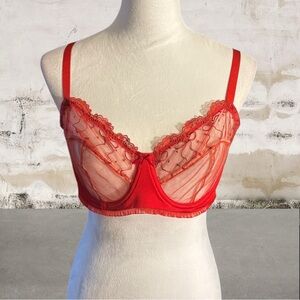 Savage X Fenty NWOT Red Lace Underwire Bra Size 38D
